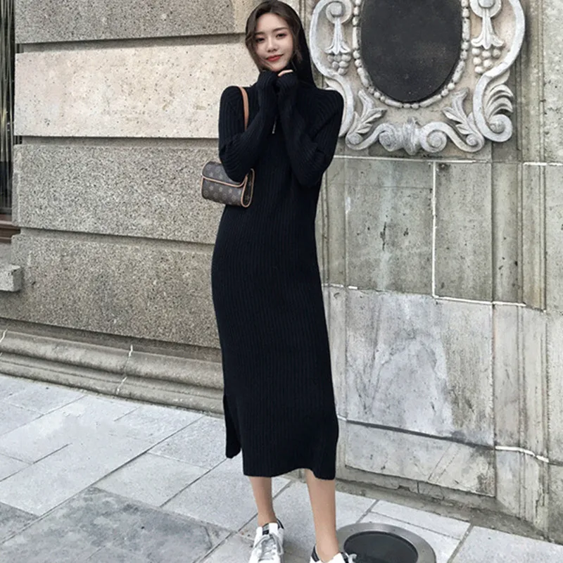 Hooded Autumn Winter Zipper Polular New Sweater Dress Women Vintage Side Slit Long Midi Knitted Dress
Hooded Autumn Winter Zipper Polular New Sweater Dress Women Vintage Side Slit Long Midi Knitted Dress