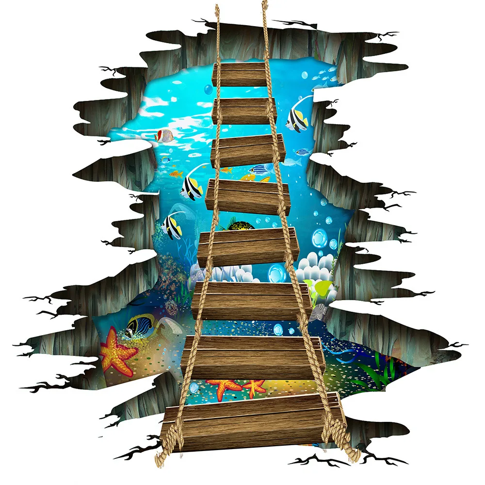 3D Sea World Underwater Ocean Wooden Suspension Bridge Floor Stickers Wall Art Home Decor Vinyl Decorated Living Room Decoration
3D Sea World Underwater Ocean Wooden Suspension Bridge Floor Stickers Wall Art Home Decor Vinyl Decorated Living Room Decoration