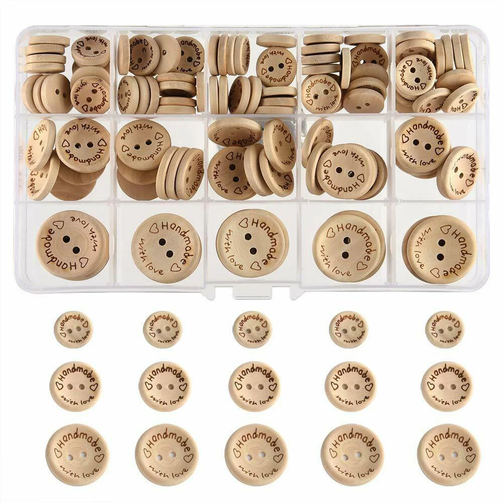 140Pcs Wooden Button Multi-size Natural Color 2 Hole Handmade Sewing Accessories Buttons Decoration Button For Clothes+1box
140Pcs Wooden Button Multi-size Natural Color 2 Hole Handmade Sewing Accessories Buttons Decoration Button For Clothes+1box