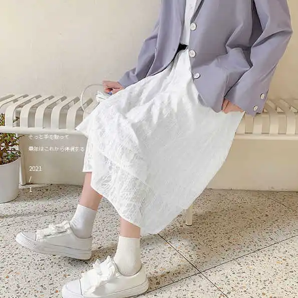 French literature and art RETRO court style white versatile lace elastic medium length skirt Mori women's 2021 Xiaxin
French literature and art RETRO court style white versatile lace elastic medium length skirt Mori women's 2021 Xiaxin