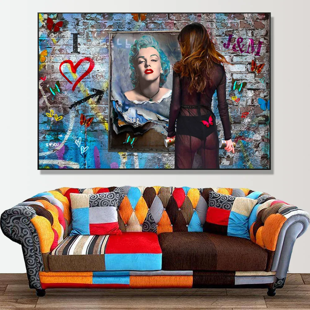 Monroe Love Graffiti Pop Art Canvas Prints Sexy Girl Street Art Poster On The Abstract Wall Painting For Living Room Decoration
Monroe Love Graffiti Pop Art Canvas Prints Sexy Girl Street Art Poster On The Abstract Wall Painting For Living Room Decoration