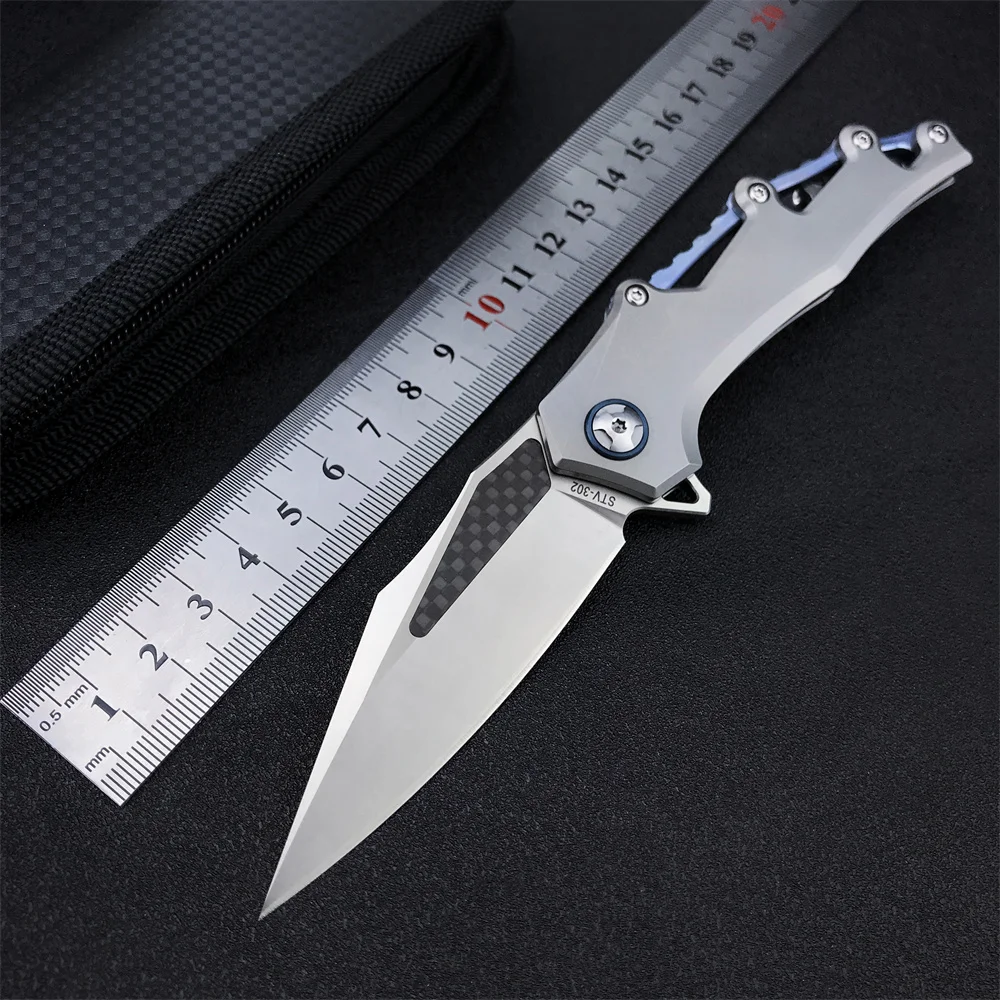 M390 & Carbon Brazing Blade Folding Knife Ball Bearing System 60HRC TC4 Titanium Alloy Handle Camping Tactical Survival Tool
M390 & Carbon Brazing Blade Folding Knife Ball Bearing System 60HRC TC4 Titanium Alloy Handle Camping Tactical Survival Tool