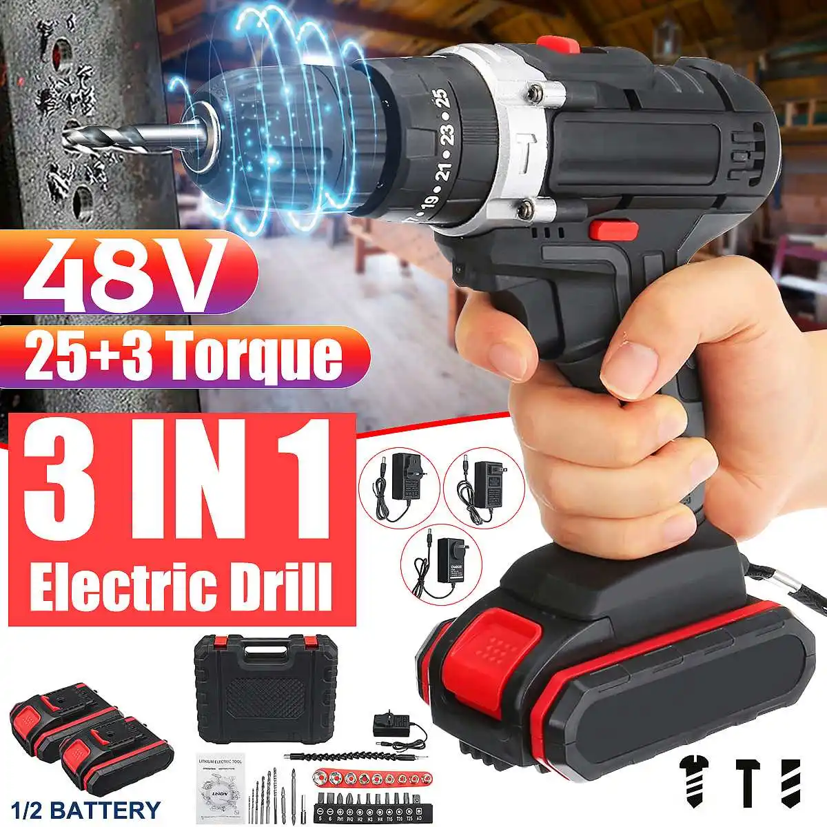 21V 222800mAh Electric Screwdriver Set Tool Brushless Cordless Drill Electric Impact Wrench Power Compatible Hight Power Driver
21V 222800mAh Electric Screwdriver Set Tool Brushless Cordless Drill Electric Impact Wrench Power Compatible Hight Power Driver