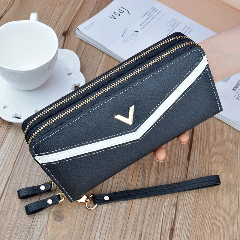 Qyahlybz band women's long wallet double zipper clutch fashion contrast color large double wallet change mobile phone bags
Qyahlybz band women's long wallet double zipper clutch fashion contrast color large double wallet change mobile phone bags