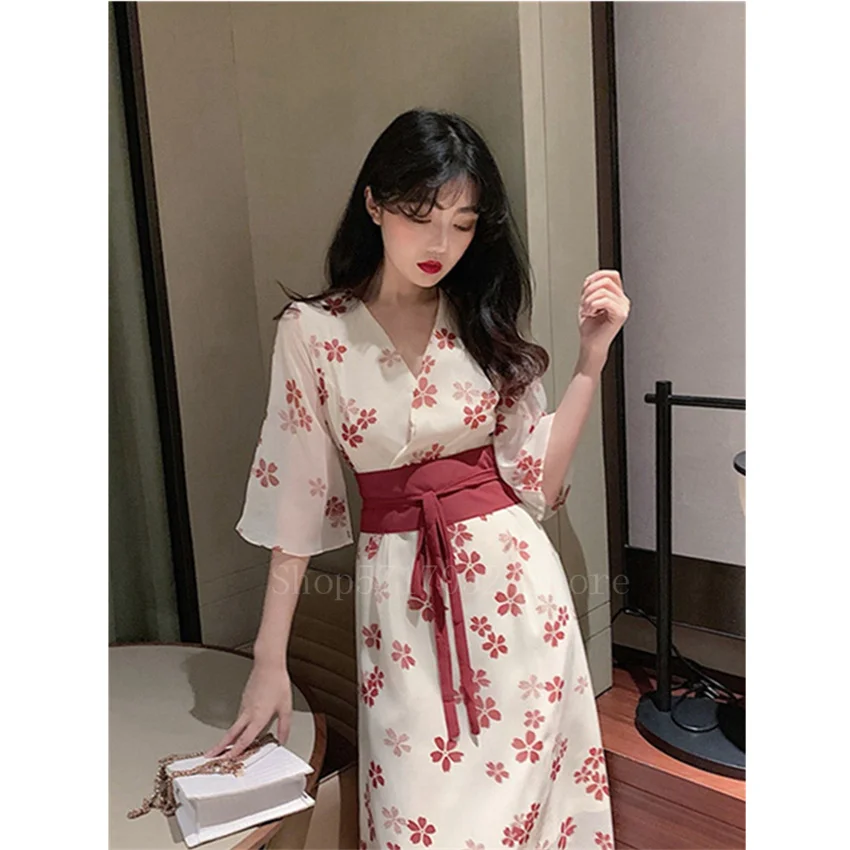 Woman Summer Japanese Style Dress Harajuku Vintage Floral Elegant Beach Wear Half Sleeve Lady Retro Thin Japan Party Dress
Woman Summer Japanese Style Dress Harajuku Vintage Floral Elegant Beach Wear Half Sleeve Lady Retro Thin Japan Party Dress