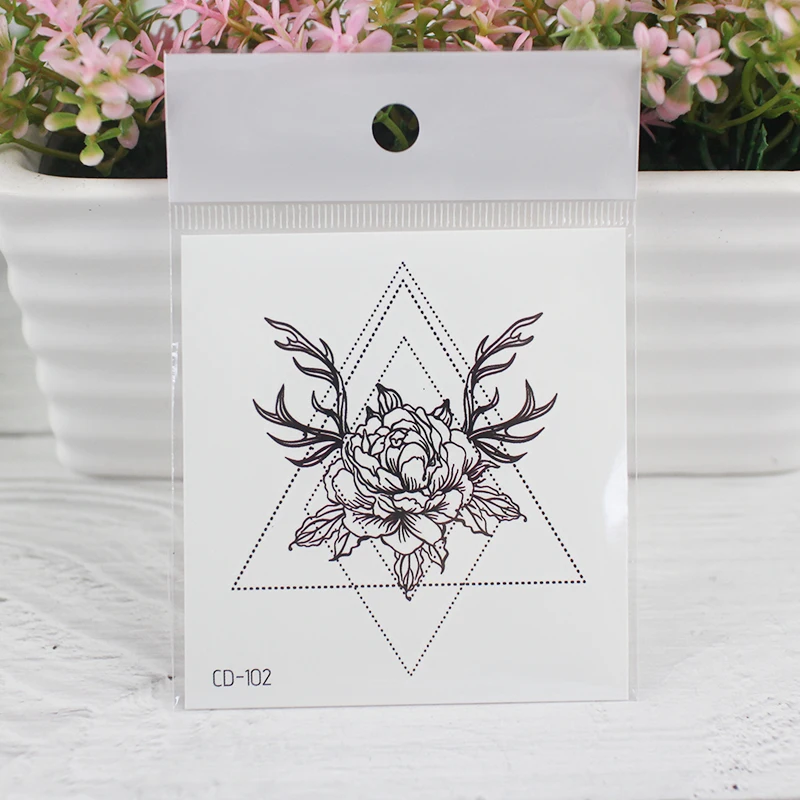 Temporary Tattoos Pattern & Body Art For Woman Black Rose Flower Wolf Fake Tattoo Sleeves Waterproof Stickers Cool Cheap Stuff | Красота и