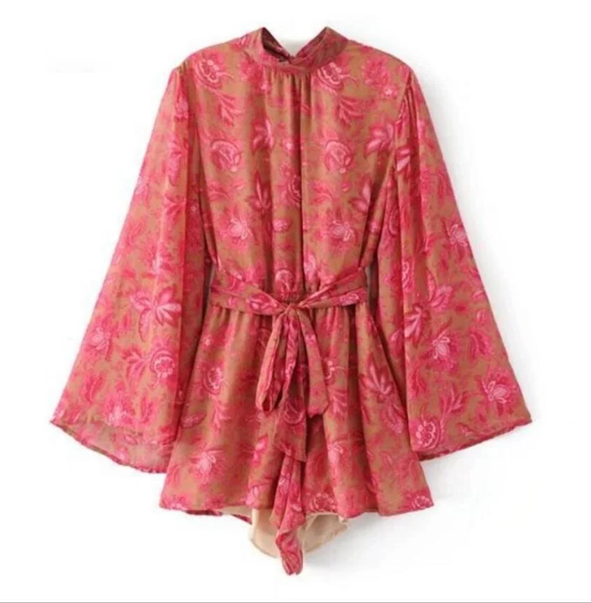 Backless lace up floral women jumpsuit romper female Print bodysuit sexy summer overalls playsuit catsuit leotard 
Backless lace up floral women jumpsuit romper female Print bodysuit sexy summer overalls playsuit catsuit leotard