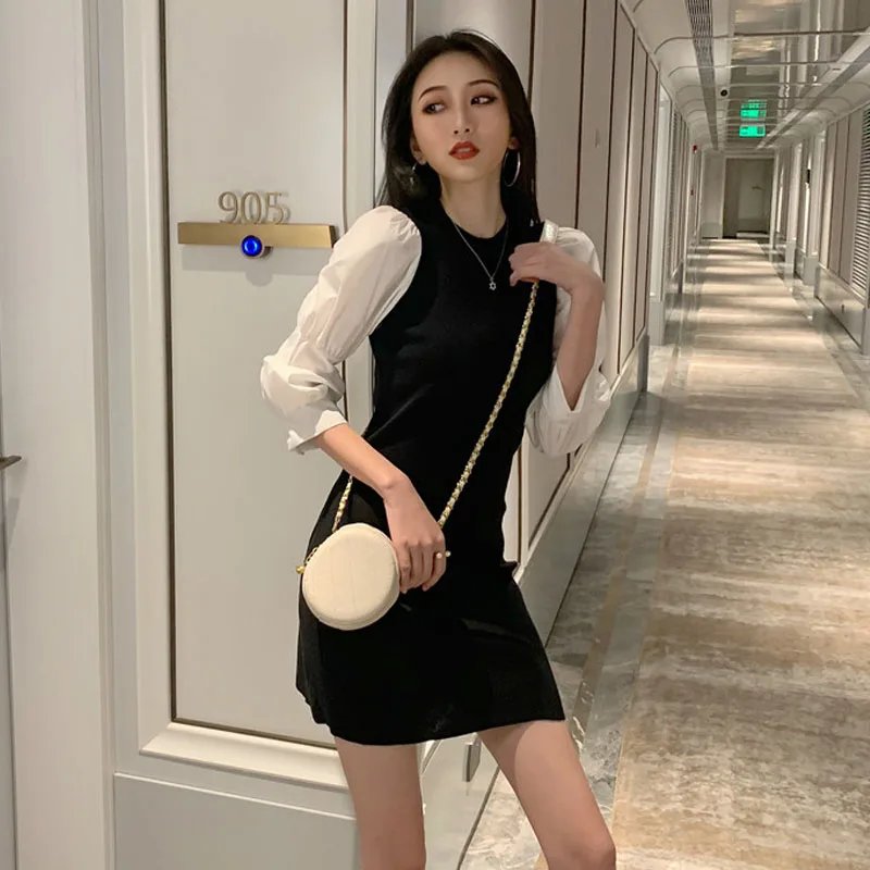 2021 Spring And Autumn New Mini Party Dress Women Puff Sleeve Knit Dresses Korean Elegant Vintage Pencil Robe Vestidos De Festa
2021 Spring And Autumn New Mini Party Dress Women Puff Sleeve Knit Dresses Korean Elegant Vintage Pencil Robe Vestidos De Festa