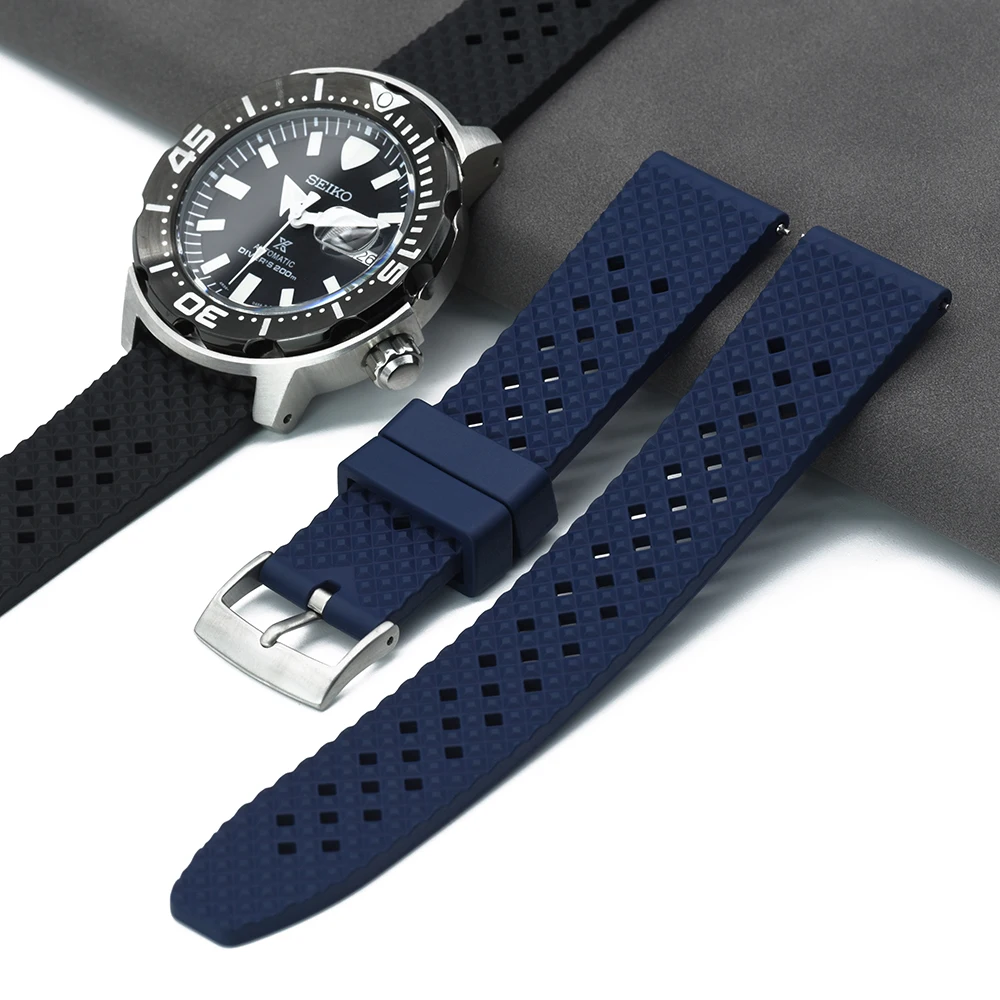 Для Seiko часы 18 мм 20 22 Сотовый тропический фтор резиновый ремешок Спорт Дайвинг
