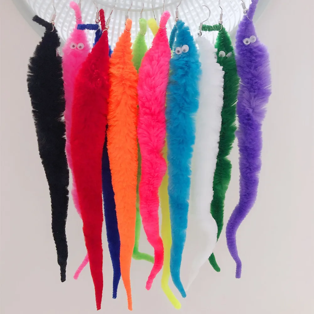 New Arrivals Punk Funny Long Plush Worm Drop Earrings For Women Girls Creative Lovely Dangle Earrings Fashion Party Jewelry Gift
New Arrivals Punk Funny Long Plush Worm Drop Earrings For Women Girls Creative Lovely Dangle Earrings Fashion Party Jewelry Gift
