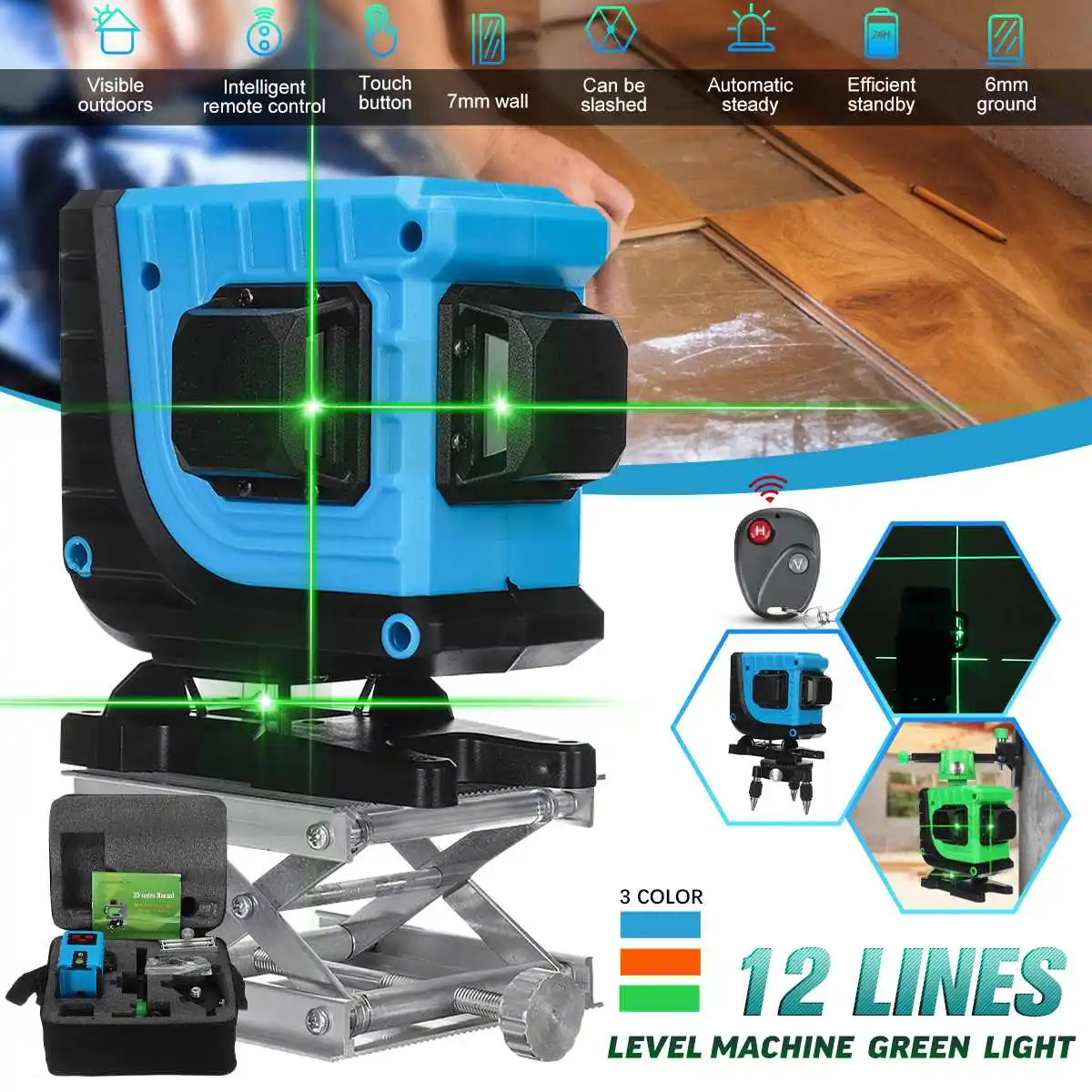 ZEAST 3D Laser Level 12 Lines professional Self-Leveling 360 Horizontal Vertical Green Laser Beam Line Build Measuring Tool
ZEAST 3D Laser Level 12 Lines professional Self-Leveling 360 Horizontal Vertical Green Laser Beam Line Build Measuring Tool
