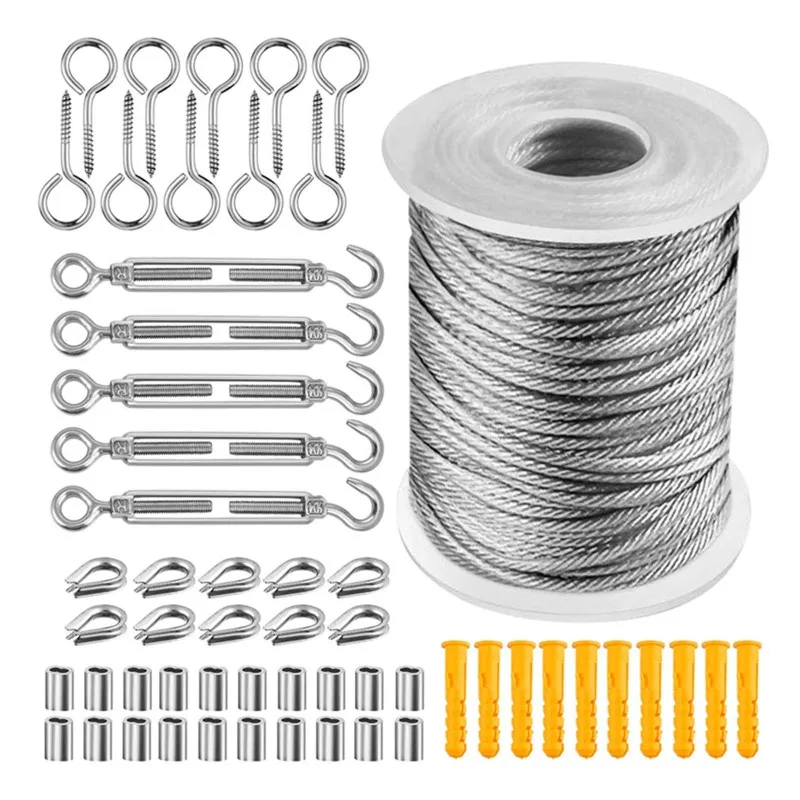 56PCS/Set 30 Meter Steel PVC Coated Flexible Wire Rope Soft Cable Transparent Stainless Steel Clothesline Diameter Kit Accessory
56PCS/Set 30 Meter Steel PVC Coated Flexible Wire Rope Soft Cable Transparent Stainless Steel Clothesline Diameter Kit Accessory