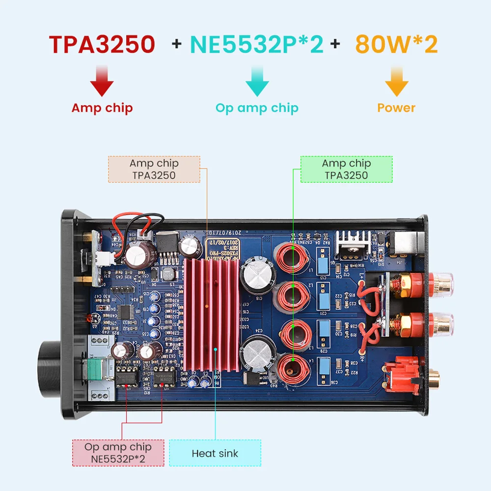 

FX-Audio Audio Digital Sound Amplifier HIFI 2.0 Stereo High Power Amplifiers Home Professional Amp TPA3250 NE5532 80W *2