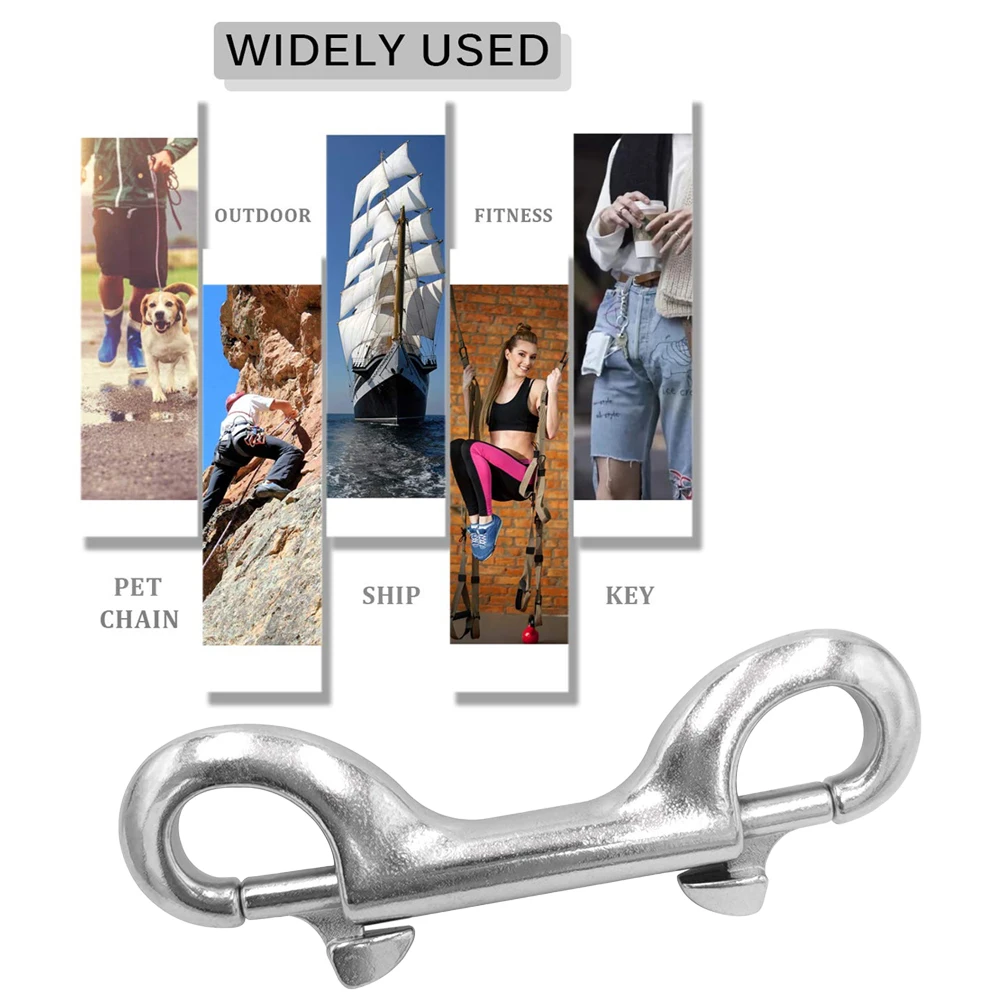 Stainless Steel 115mm 100mm 90mm Double End Bolt Snap Hook Marine Grade Double Ended Snaps Diving Clips Key Ring & Pet Chains
Stainless Steel 115mm 100mm 90mm Double End Bolt Snap Hook Marine Grade Double Ended Snaps Diving Clips Key Ring & Pet Chains