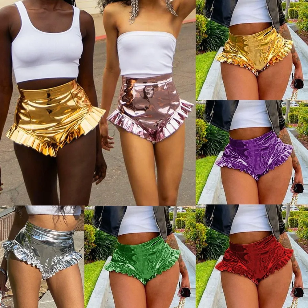 Leather Shorts Womens Ruffles Patchwork High Waist Summer Fashion Sexy Bar Nightclub Gold Biker Shorts Hot Streetwear
Leather Shorts Womens Ruffles Patchwork High Waist Summer Fashion Sexy Bar Nightclub Gold Biker Shorts Hot Streetwear