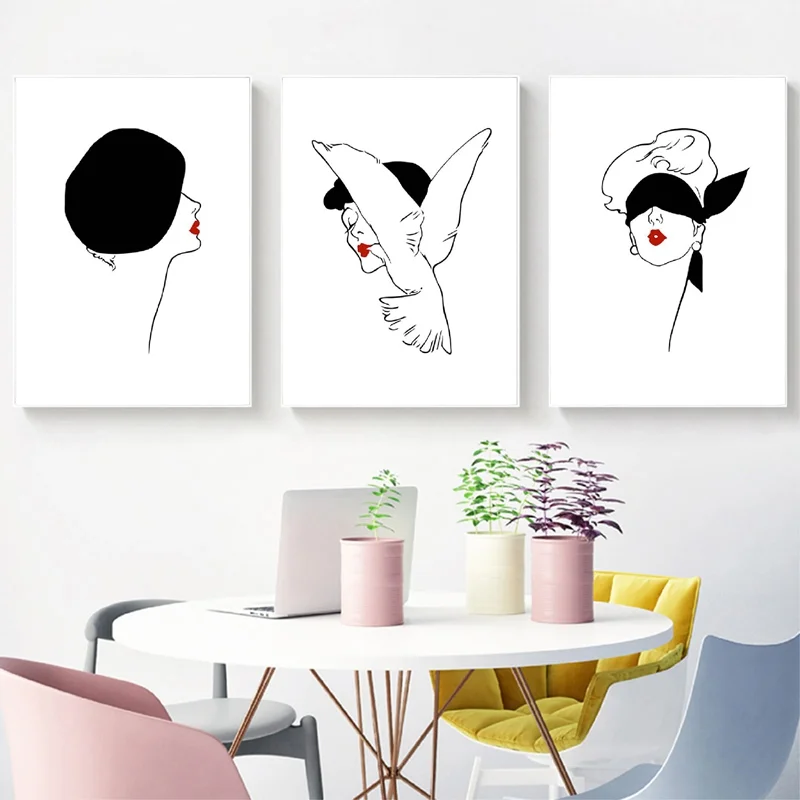 Wall Art Canvas Painting Fashion Triptych Posters Print Black and White Line Art Minimalist Picture Girls Living Room Home Decor
Wall Art Canvas Painting Fashion Triptych Posters Print Black and White Line Art Minimalist Picture Girls Living Room Home Decor