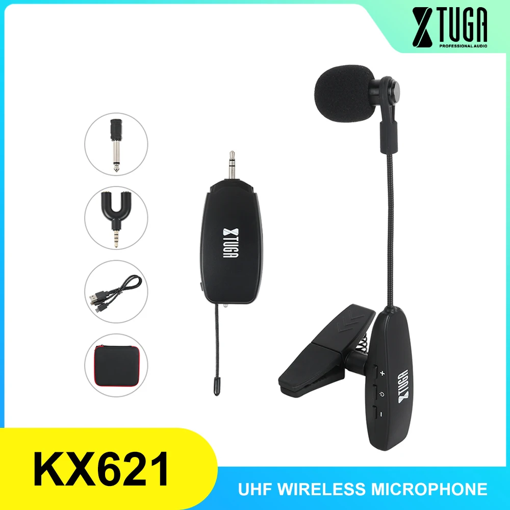 XTUGA саксофон UHF беспроводной инструмент микрофон конденсаторный зажим гусиная