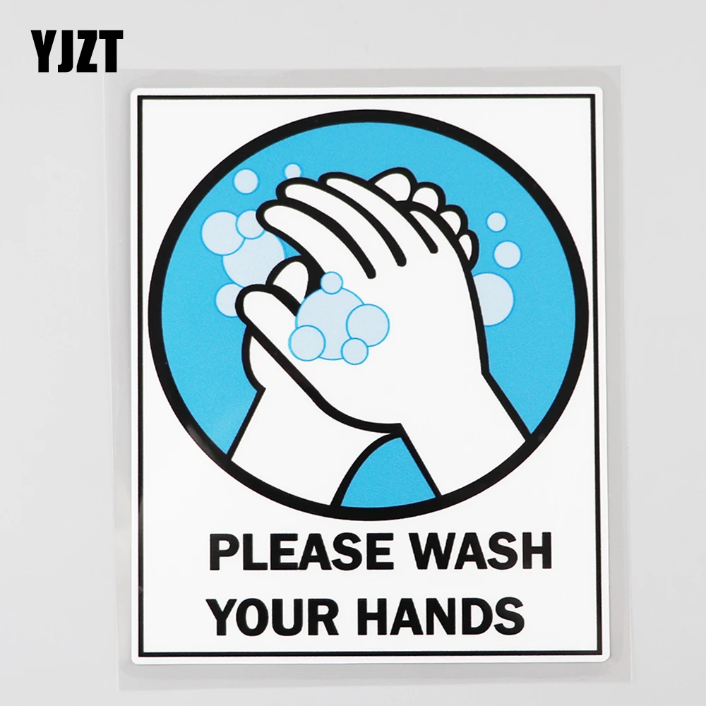 YJZT 10.8CM×13.4CM PLEASE WASH YOUR HANDS Warning Decal PVC Car Sticker 12C-0019 
YJZT 10.8CM×13.4CM PLEASE WASH YOUR HANDS Warning Decal PVC Car Sticker 12C-0019