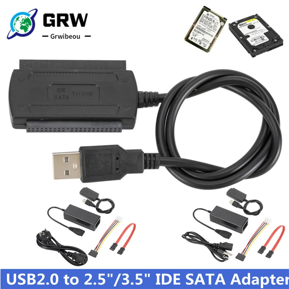 Grwibeou новый 3 в 1 USB 2 0 для IDE / SATA 5 дюйма жесткий диск HDD SSD 480|Компьютерные кабели и