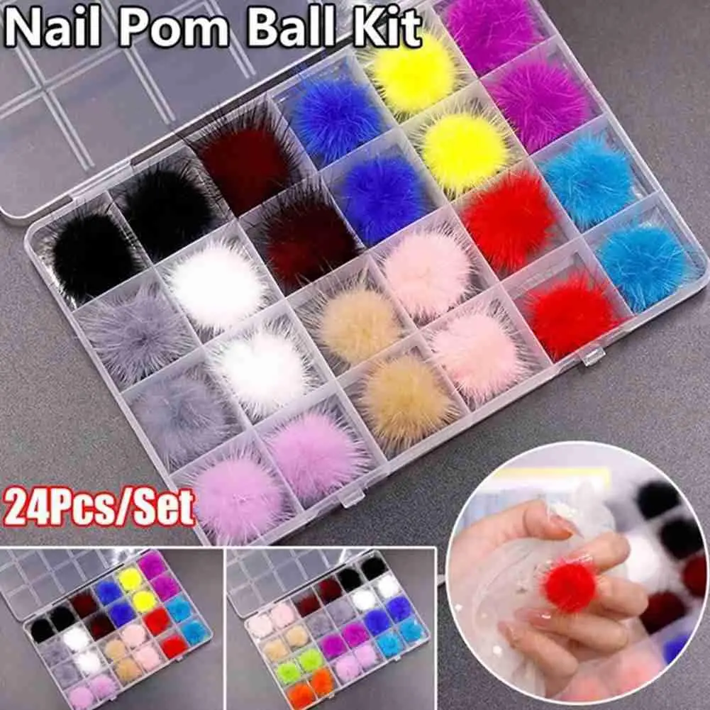 24PCS/Set Detachable Magnet Ball Fluffy 3D 27*27mm Puffy Pom Pons Kit Jewelry Manicure Accessories DIY Nails 12 Colors
24PCS/Set Detachable Magnet Ball Fluffy 3D 27*27mm Puffy Pom Pons Kit Jewelry Manicure Accessories DIY Nails 12 Colors
