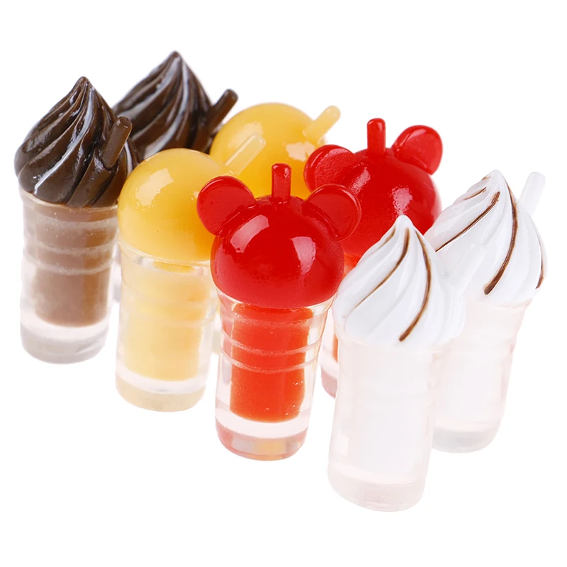 2Pcs 1/12 doll house Miniature Resin Ice cream straw cup coffee milk tea Drinks Model Toy Doll Home Decoration | Игрушки и хобби