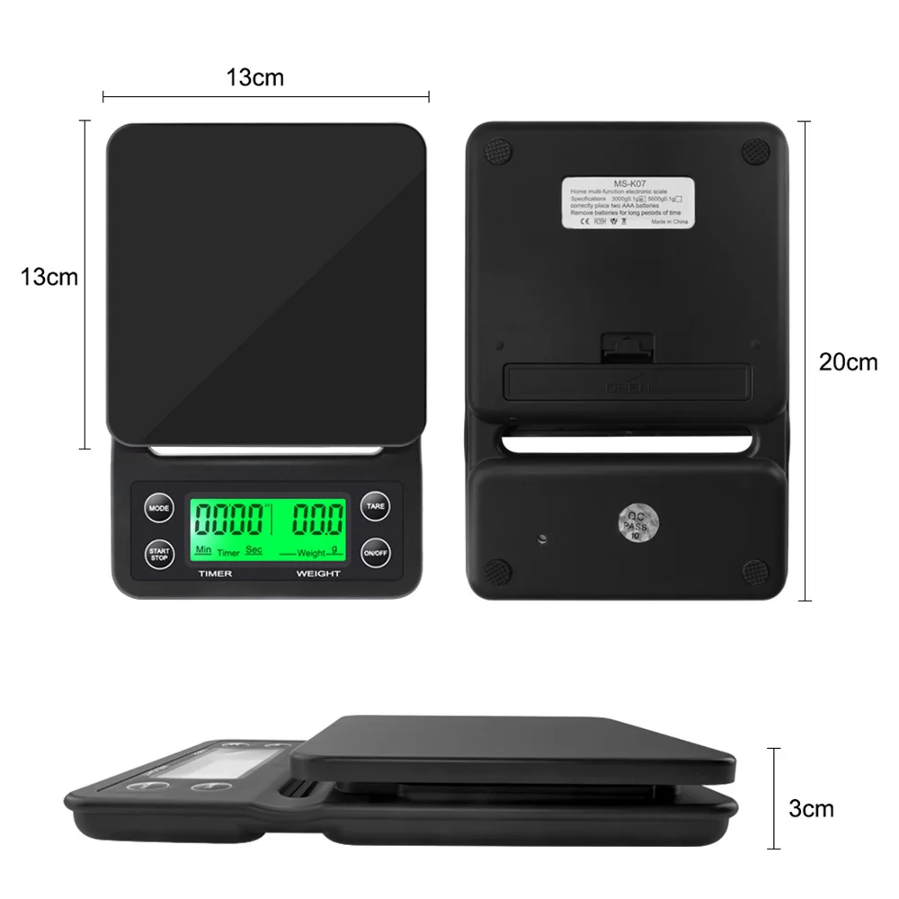1 Piece High Precision Sensor Black Electronic LCD Digital Kitchen Food Scale Built-in Timer Coffee Scale Drip Coffee Weighing
1 Piece High Precision Sensor Black Electronic LCD Digital Kitchen Food Scale Built-in Timer Coffee Scale Drip Coffee Weighing