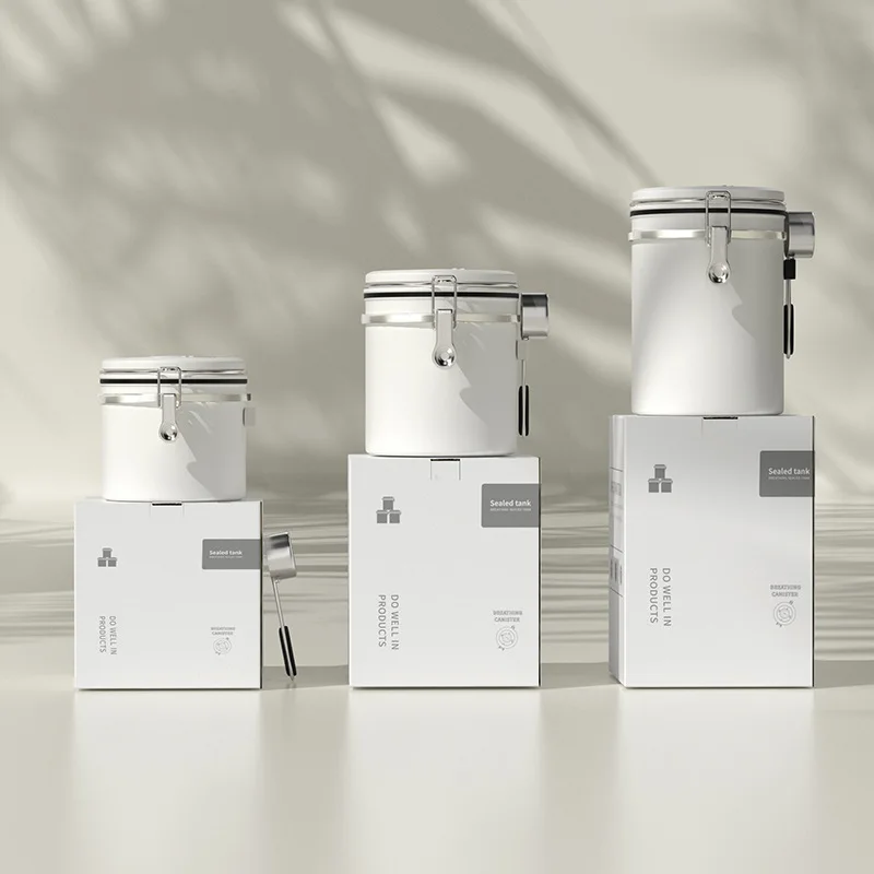 Sealed Coffee Bean Jar 304 Stainless Steel Kitchen Organizer Exhaust Valve Seal Container with Scoop Dried Fruit Storage Box
Sealed Coffee Bean Jar 304 Stainless Steel Kitchen Organizer Exhaust Valve Seal Container with Scoop Dried Fruit Storage Box