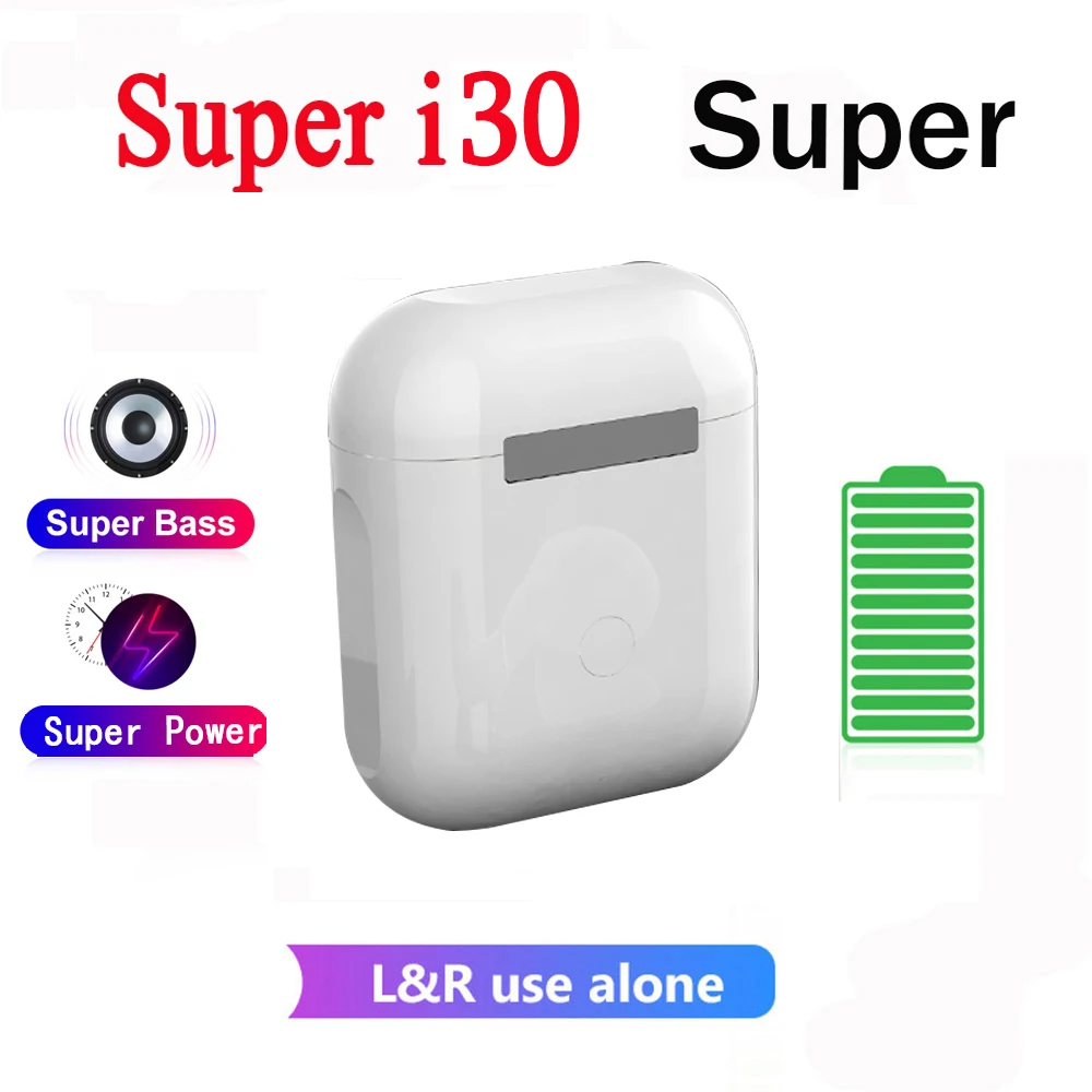 Оригинальные беспроводные наушники I30 TWS Bluetooth 6D бас PK W1 чип I11 I12 I200