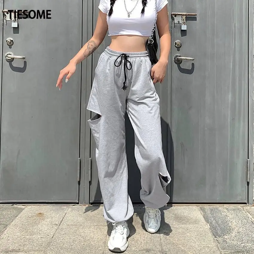 TIESOME Hollow Out High Waist Women Trousers 2020 Fall New Solid Lace Up Sweatpants Female Hip hop Bottom Loose Streetwear Lady
TIESOME Hollow Out High Waist Women Trousers 2020 Fall New Solid Lace Up Sweatpants Female Hip hop Bottom Loose Streetwear Lady