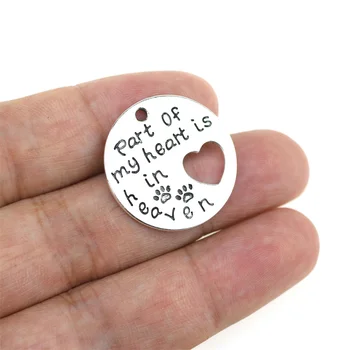 10pcs/Lot 25mm Antique Silver Color Hollow Heart Round Charms Letter Part Of My Life Pendant For Jewelry Making DIY Findings