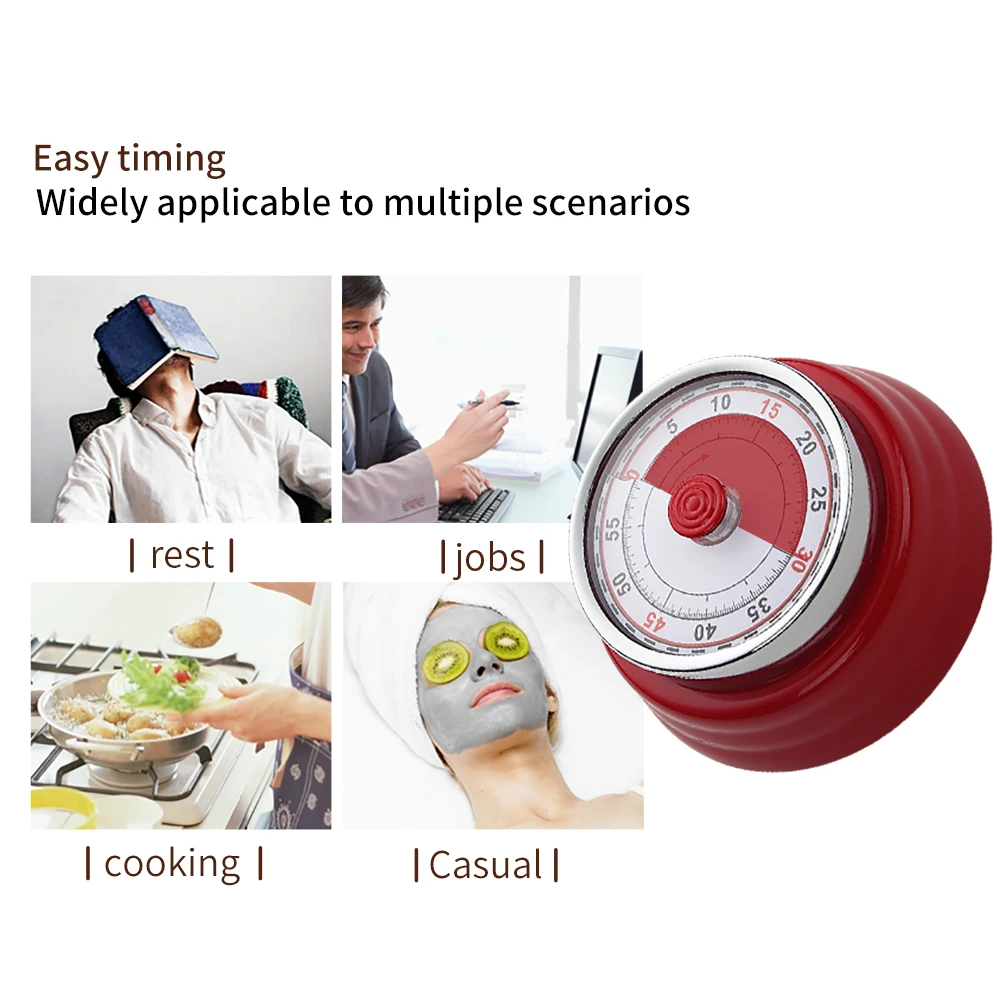 Kitchen Timer Alarm for Cooking Magnetic Clock Mechanical Countdown Timer Electronic Not need battery Reminder up to 55 minutes 
Kitchen Timer Alarm for Cooking Magnetic Clock Mechanical Countdown Timer Electronic Not need battery Reminder up to 55 minutes