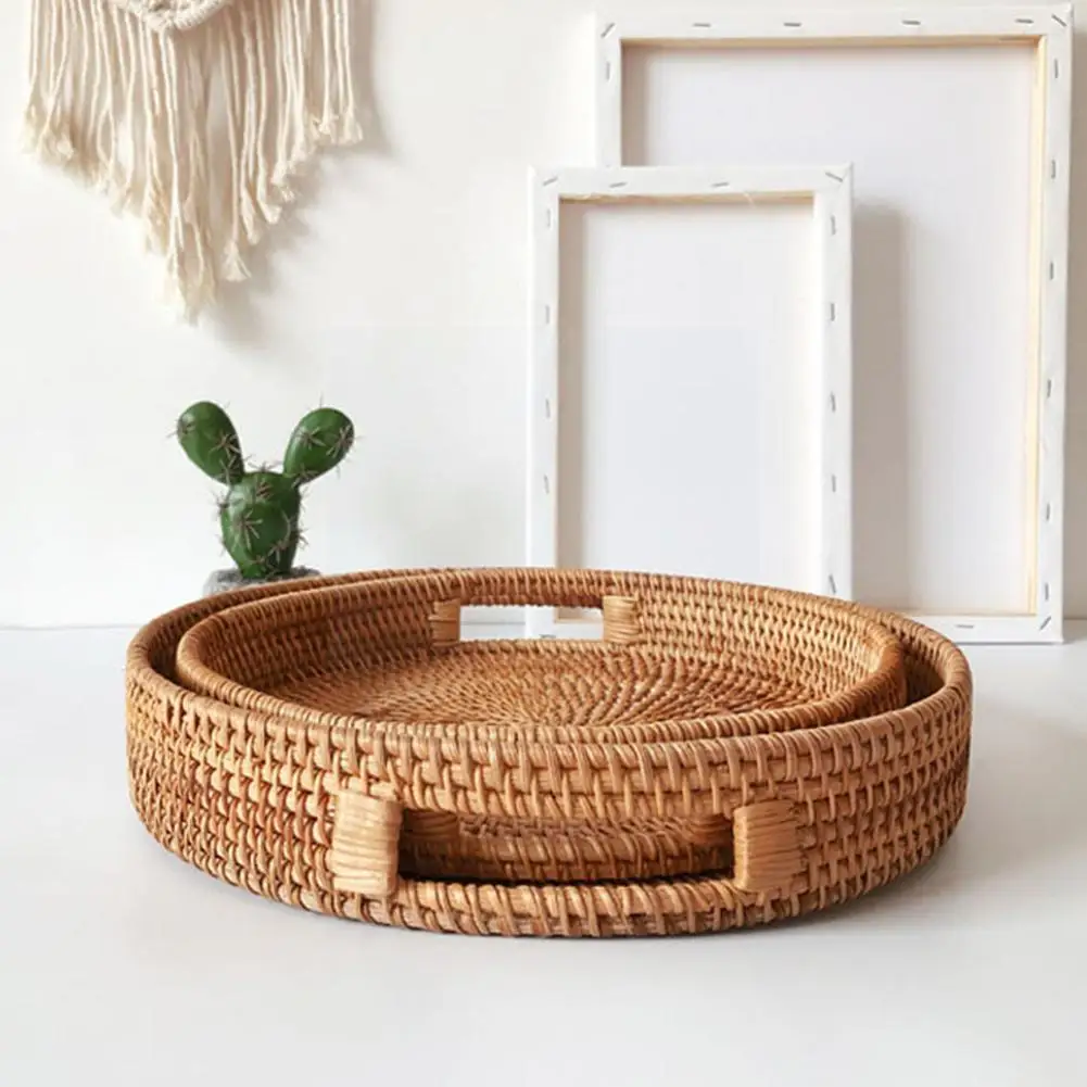 1Pc Hand-Woven Round Rattan Tray With Wooden Handle Wicker Snack Bread Plate Fruit Platter Food Cake Storage Basket Tea Tra K6M2
1Pc Hand-Woven Round Rattan Tray With Wooden Handle Wicker Snack Bread Plate Fruit Platter Food Cake Storage Basket Tea Tra K6M2