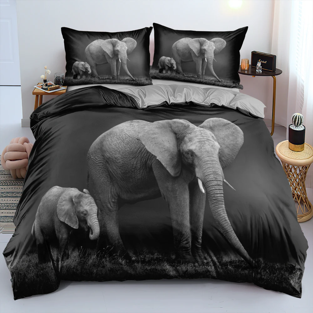 3D Black Comforter Cover Set Grey Elephant Quilt Cover Set Breathable Fabric Bedclothes With Pillow Shams Twin Full Queen King
3D Black Comforter Cover Set Grey Elephant Quilt Cover Set Breathable Fabric Bedclothes With Pillow Shams Twin Full Queen King