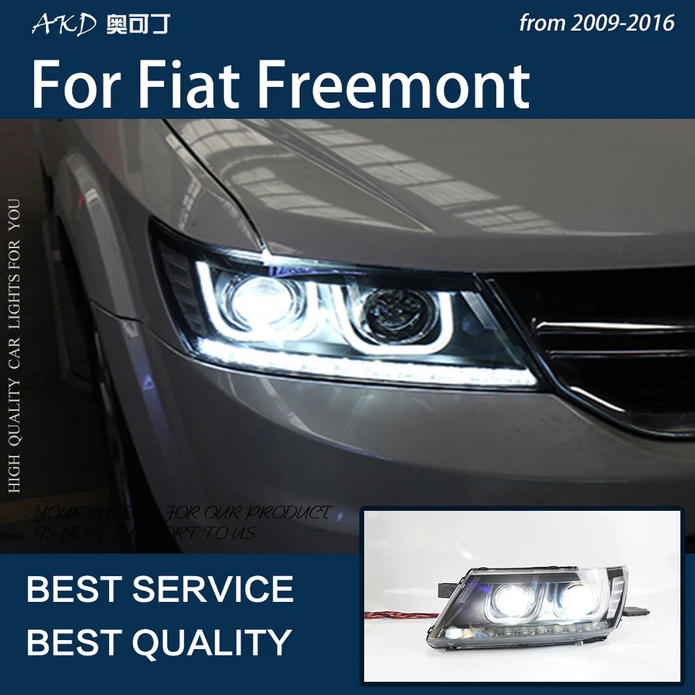 

Фара AKD для Fiat Freemont, светодиодный ная фара 2009-2016, фары Freemont DRL, сигнал поворота, фара дальнего света, линза проектора Angel Eye