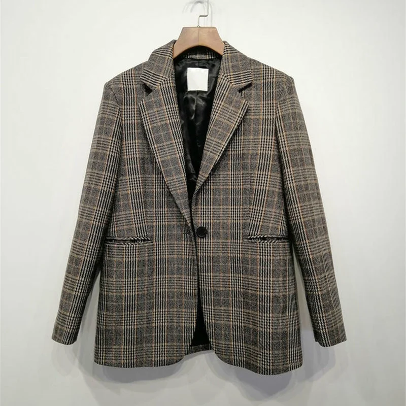 woman 2020 autumn elegant coat plaid French brand casual warm office woman blazers
woman 2020 autumn elegant coat plaid French brand casual warm office woman blazers