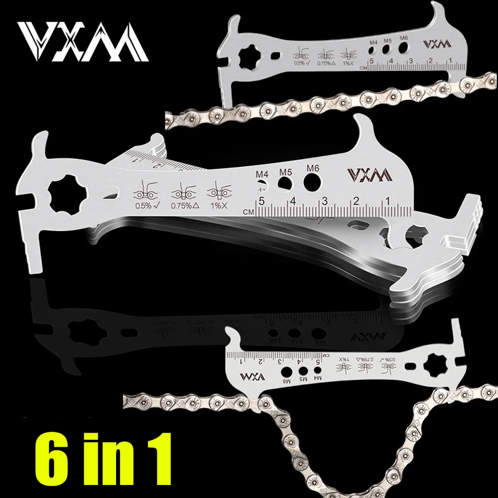 VXM 6 в 1 велосипедная цепь для проверки износа индикатор цепи замеры крючка для 8 9 10 11 скоростей из нержавеющей стали мульти инструмент
VXM 6 в 1 велосипедная цепь для проверки износа индикатор цепи замеры крючка для 8 9 10 11 скоростей из нержавеющей стали мульти инструмент