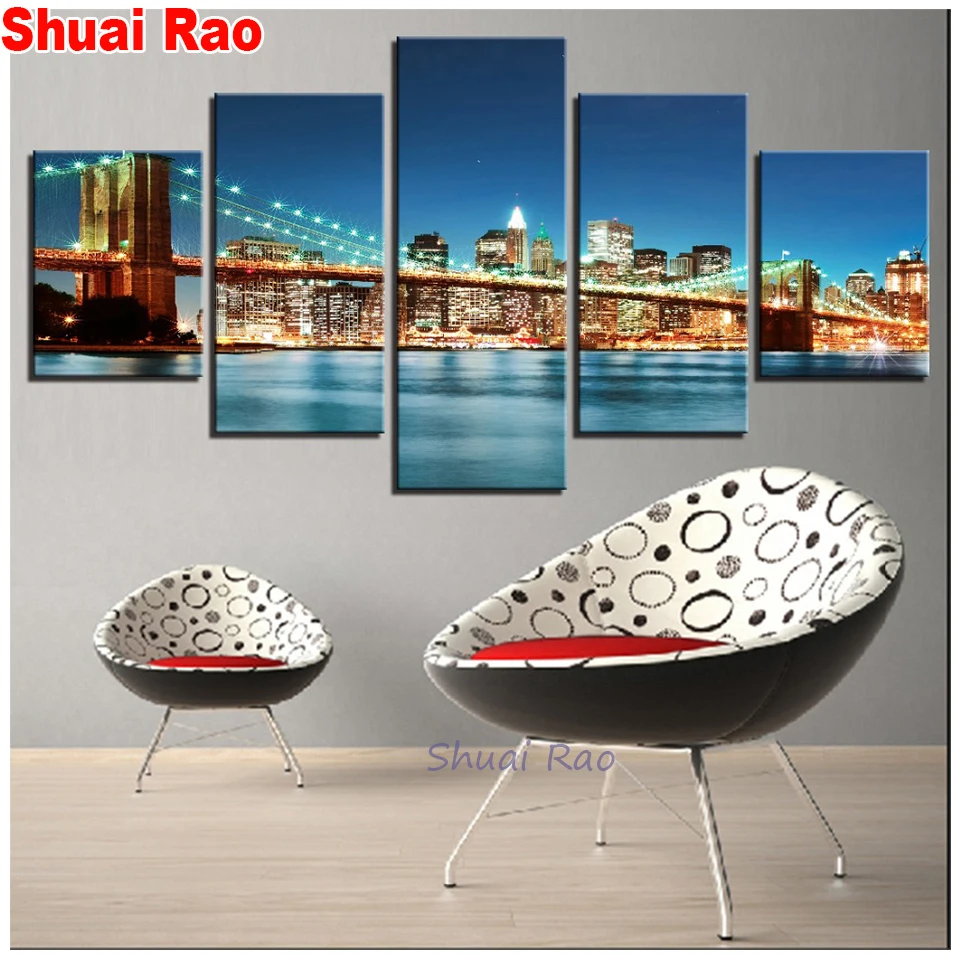 5D DIY Diamond Painting 5 Panel Brooklyn Bridge Landscape Full Square round Diamond set Embroidery Cross Stitch Home Decor,
5D DIY Diamond Painting 5 Panel Brooklyn Bridge Landscape Full Square round Diamond set Embroidery Cross Stitch Home Decor,