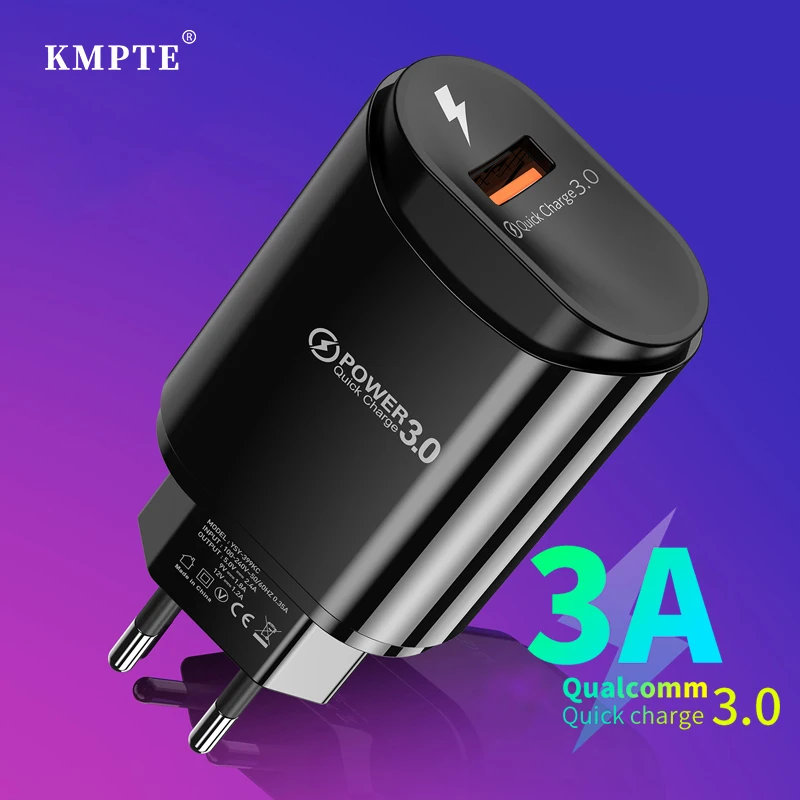 Быстрое зарядное устройство KMPTE 18 Вт QC 3 0 USB настенное для быстрой зарядки вилка