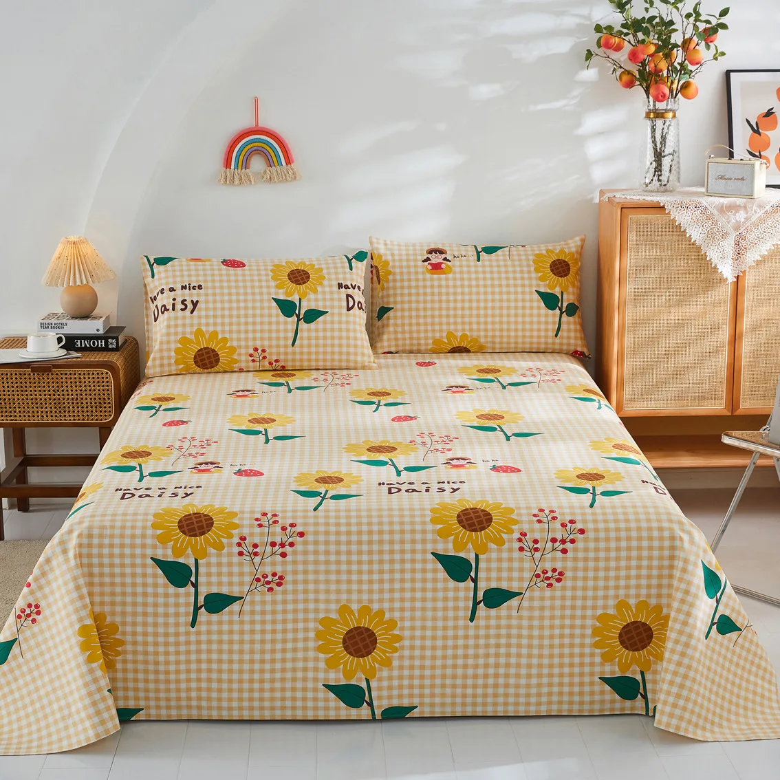 Cozy Bed Sheets and Pillowcases Three-piece Set of Printed Cotton Coarse Cloth Striped Summer Cartoon Flower Pattern Bed Cover
Cozy Bed Sheets and Pillowcases Three-piece Set of Printed Cotton Coarse Cloth Striped Summer Cartoon Flower Pattern Bed Cover