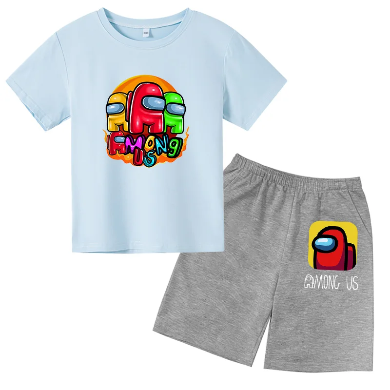 Fashion cartoon short sleeve Tshirt + Shorts 2pcs Children Clothes Sport Suit Girls Boys Pajamas Sets summer Kids Among Us
Fashion cartoon short sleeve Tshirt + Shorts 2pcs Children Clothes Sport Suit Girls Boys Pajamas Sets summer Kids Among Us