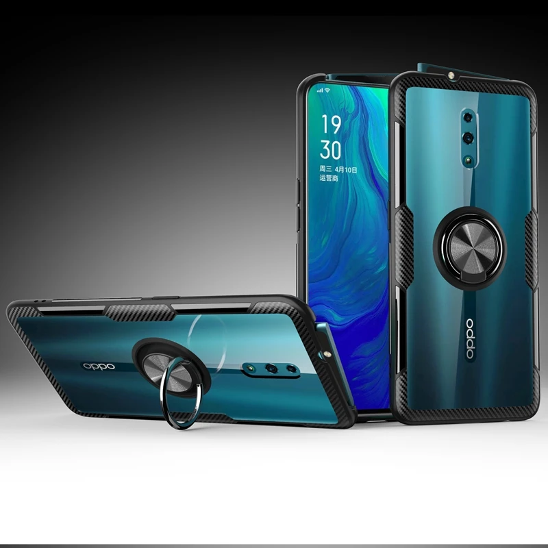 Прозрачный акриловый чехол с кольцом для OPPO Reno магнитный автомобильный