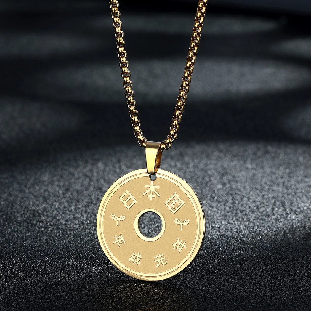 CHENGXUN Lucky Japanese Coin Necklace for Men Womens Stainless Steel Vintage 5 Yen Coin Charm Box Chain Good Luck Jewelry Gift
CHENGXUN Lucky Japanese Coin Necklace for Men Womens Stainless Steel Vintage 5 Yen Coin Charm Box Chain Good Luck Jewelry Gift