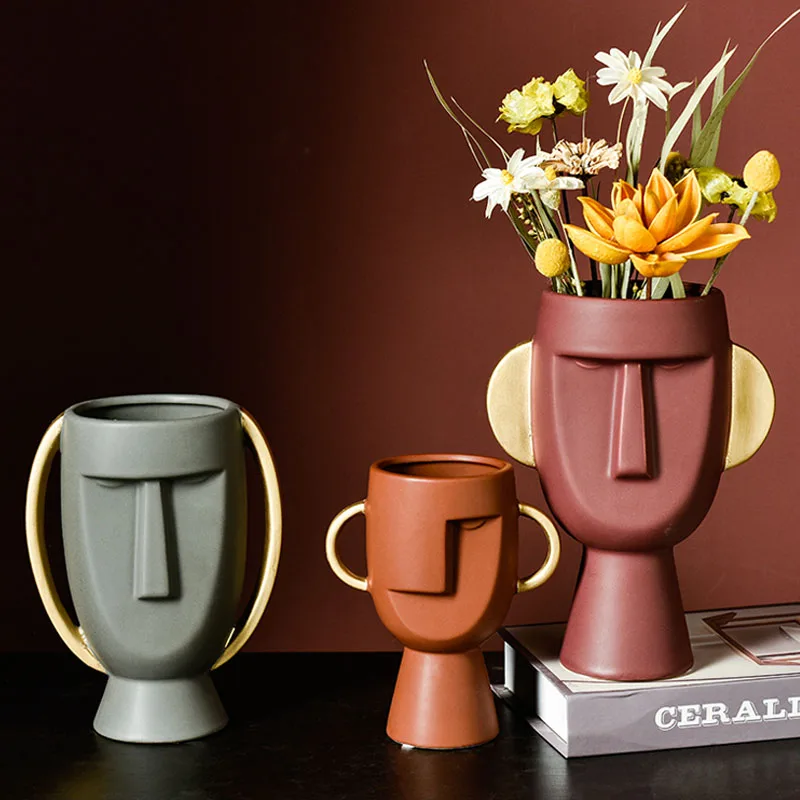Creative Art Vase Flower Arrangement Home Decoration Ornaments Ceramic Human Face Container With Ears Desk Display Furnishings
Creative Art Vase Flower Arrangement Home Decoration Ornaments Ceramic Human Face Container With Ears Desk Display Furnishings