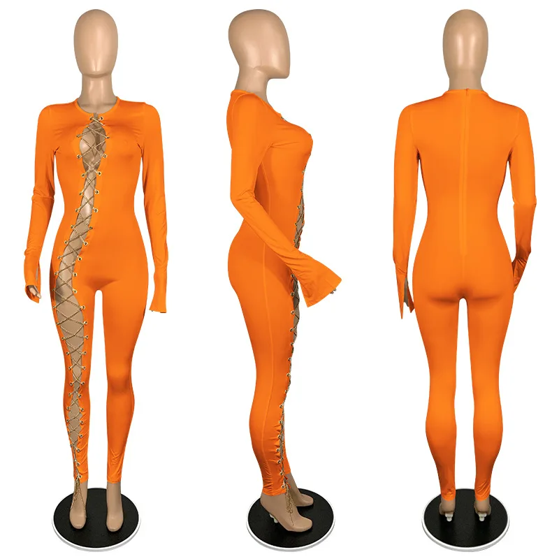 Chain Lace Up Hollow Out Sexy Bodycon Jumpsuit Women High Waisted Full Sleeve One Piece Overalls High Street Party Club Outfits
Chain Lace Up Hollow Out Sexy Bodycon Jumpsuit Women High Waisted Full Sleeve One Piece Overalls High Street Party Club Outfits