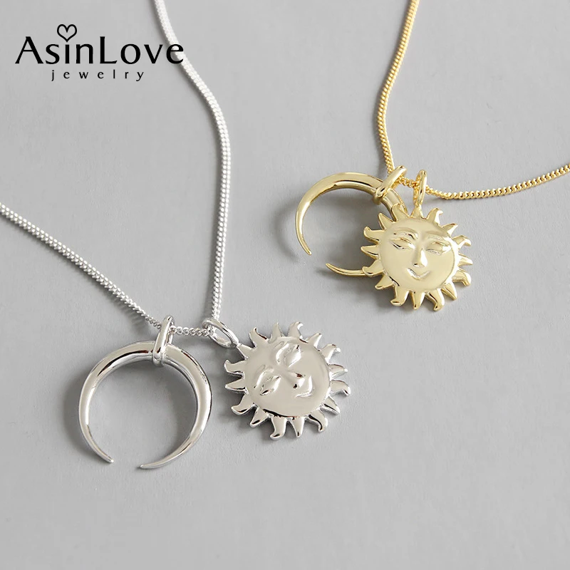 AsinLove Unique Real 925 Sterling Silver Moon Sun Pendant Necklace Fashion All-match 18K Gold Long Necklace for Women Jewelry
AsinLove Unique Real 925 Sterling Silver Moon Sun Pendant Necklace Fashion All-match 18K Gold Long Necklace for Women Jewelry