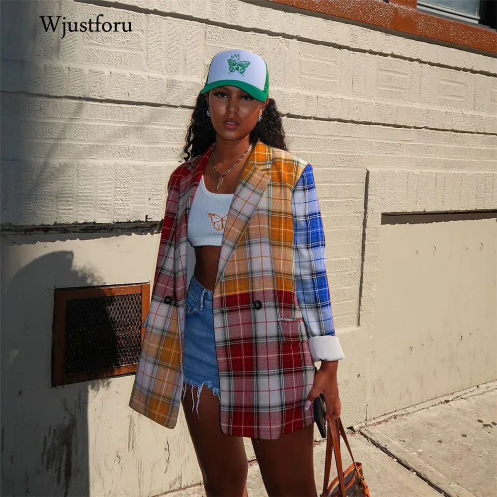 Wjustforu Autumn Winter Patchwork Plaid Trench For Women Long Sleeve Jackets Panelled Coat Pockets Elegant Outwear Clothing
Wjustforu Autumn Winter Patchwork Plaid Trench For Women Long Sleeve Jackets Panelled Coat Pockets Elegant Outwear Clothing