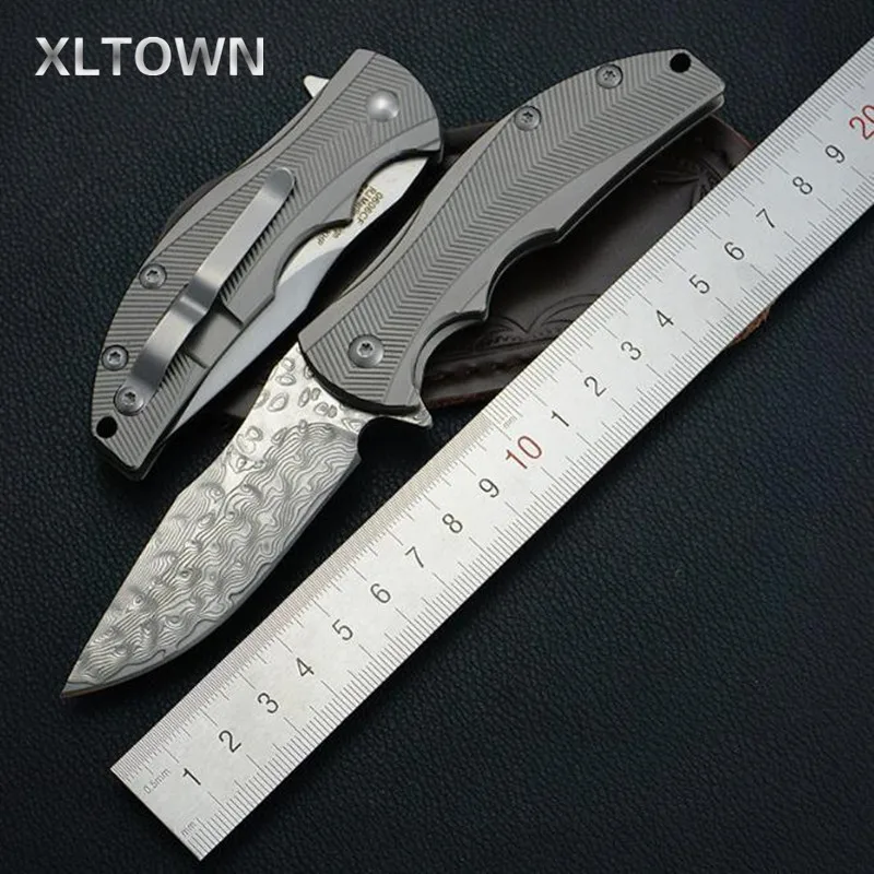 XLTOWN Folding knife D2 folding knife outdoor titanium alloy handle Damascus steel ball bearing system knife Tool
XLTOWN Folding knife D2 folding knife outdoor titanium alloy handle Damascus steel ball bearing system knife Tool