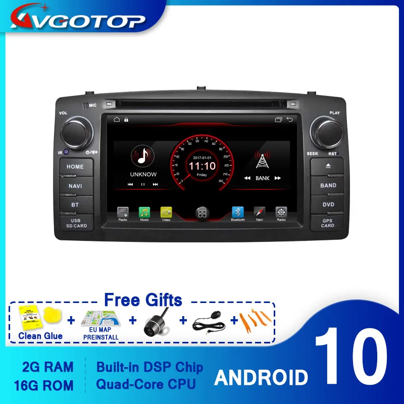 AVGOTOP Android 10 Wince автомобильный Радио DVD GPS Мультимедиа для BYD F3 Toyota Corolla E120 2G 16G