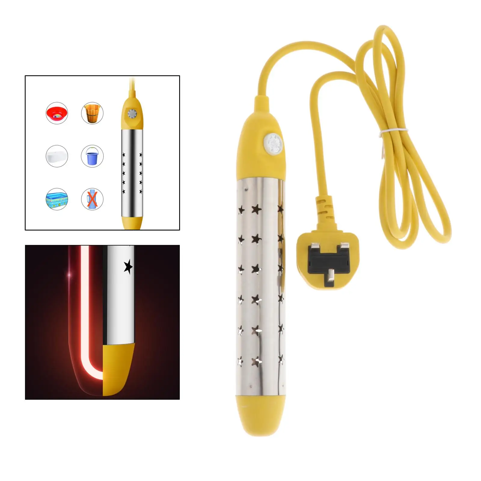 2000W/2500W Immersion Heater, Portable Electric Submersible Water Heater with Protective Guard, Bucket Heater Pool Heater
2000W/2500W Immersion Heater, Portable Electric Submersible Water Heater with Protective Guard, Bucket Heater Pool Heater