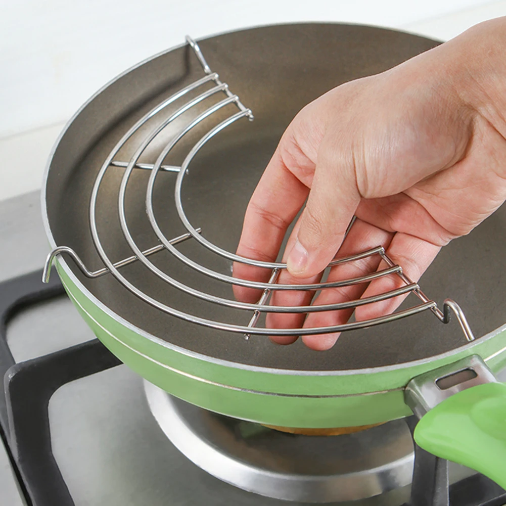 24/26/28/30cm Durable Rust-proof Stainless Steel Semi-circular Frying Pan Shelf Heat-resistance Oil Drain Rack Shelves Tools
24/26/28/30cm Durable Rust-proof Stainless Steel Semi-circular Frying Pan Shelf Heat-resistance Oil Drain Rack Shelves Tools